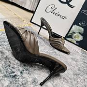 Kitlife Saint Laurent Babylone YSL Ruched Leather Mule Sandals in Grey - 6