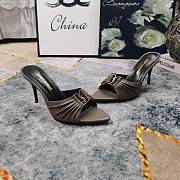 Kitlife Saint Laurent Babylone YSL Ruched Leather Mule Sandals in Grey - 5