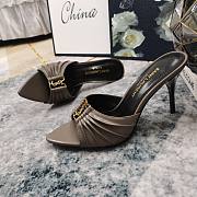 Kitlife Saint Laurent Babylone YSL Ruched Leather Mule Sandals in Grey - 3