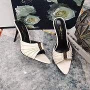 Kitlife Saint Laurent Babylone YSL Ruched Leather Mule Sandals in Beige - 6
