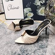 Kitlife Saint Laurent Babylone YSL Ruched Leather Mule Sandals in Beige - 5