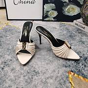 Kitlife Saint Laurent Babylone YSL Ruched Leather Mule Sandals in Beige - 4