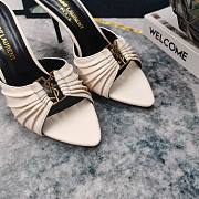 Kitlife Saint Laurent Babylone YSL Ruched Leather Mule Sandals in Beige - 2