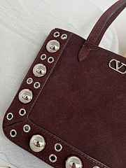 Kitlife Valentino Garavani Nellcôte Mini Suede Shopping Bag Dark Brown 21x16x5cm - 6