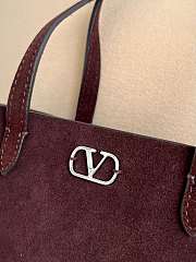 Kitlife Valentino Garavani Nellcôte Mini Suede Shopping Bag Dark Brown 21x16x5cm - 2