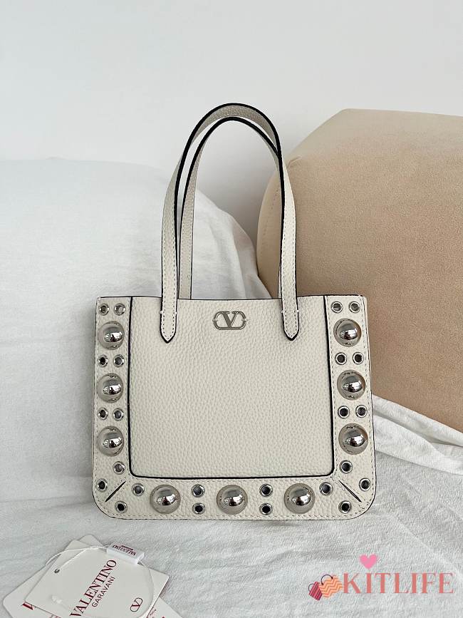 Kitlife Valentino Garavani Nellcôte Mini Shopping Bag White 21x16x5cm - 1
