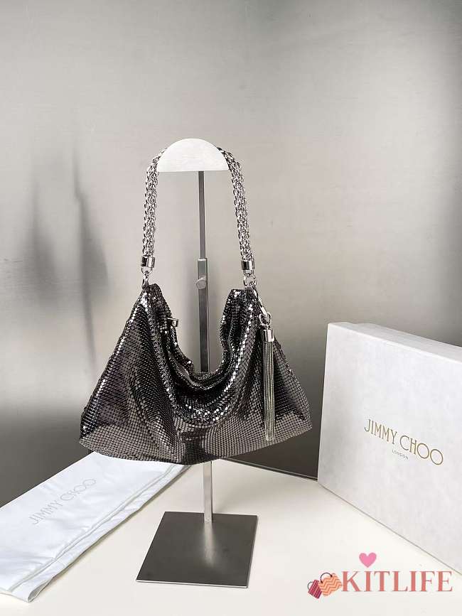 Kitlife Jimmy Choo Callie Clutch Silver & Black 24x20x3.5cm - 1