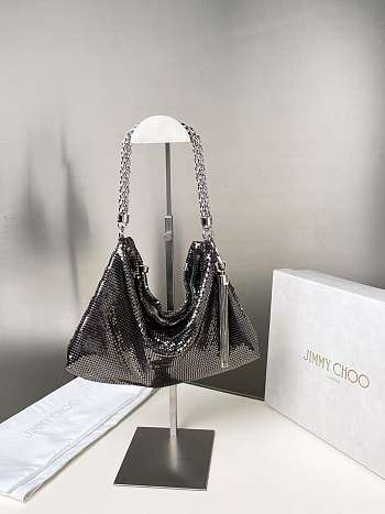 Kitlife Jimmy Choo Callie Clutch Silver & Black 24x20x3.5cm