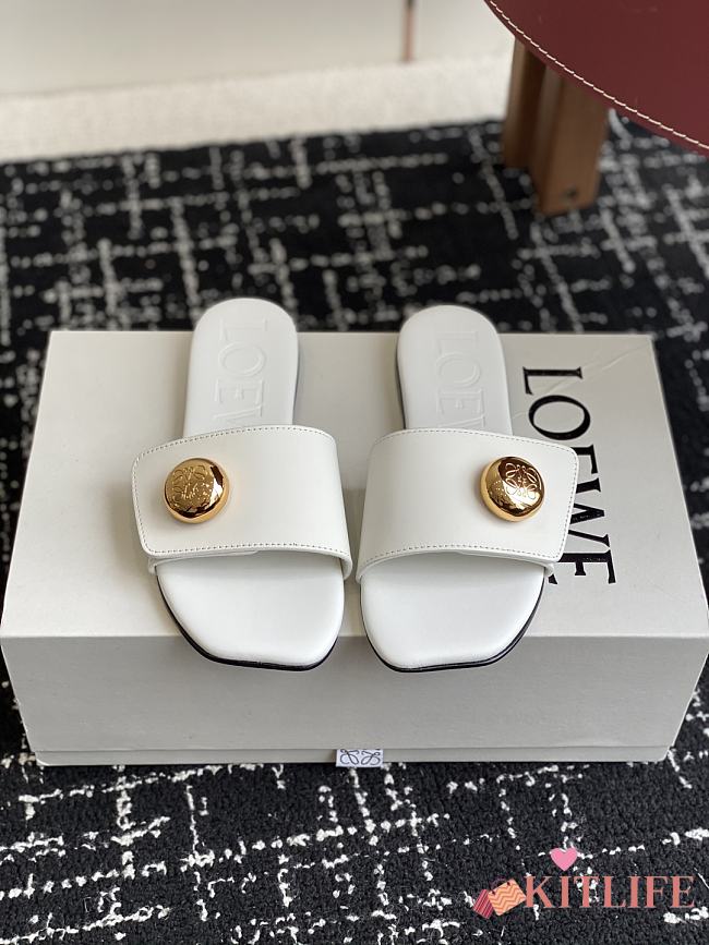 Kitlife Loewe 25SS Flat Slippers White - 1