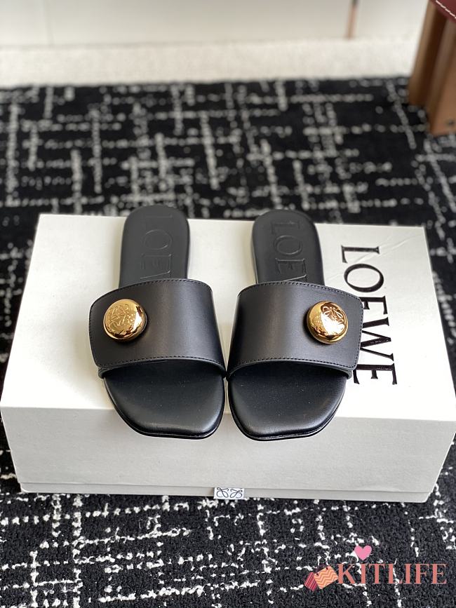 Kitlife Loewe 25SS Flat Slippers Black - 1