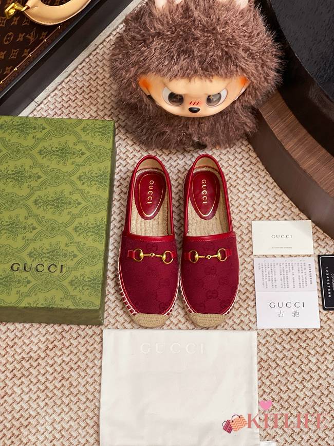 Kitlife Gucci Horsebit Espadrille Espadrille Shoes Red - 1
