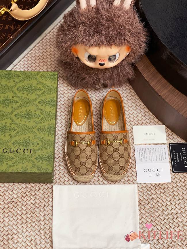 Kitlife Gucci Horsebit Espadrille Espadrille Shoes Beige & Brown - 1