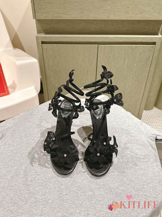 Kitlife Rene Caovilla Floriane Sandals Black 95mm - 1
