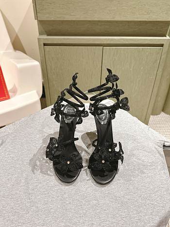 Kitlife Rene Caovilla Floriane Sandals Black 95mm