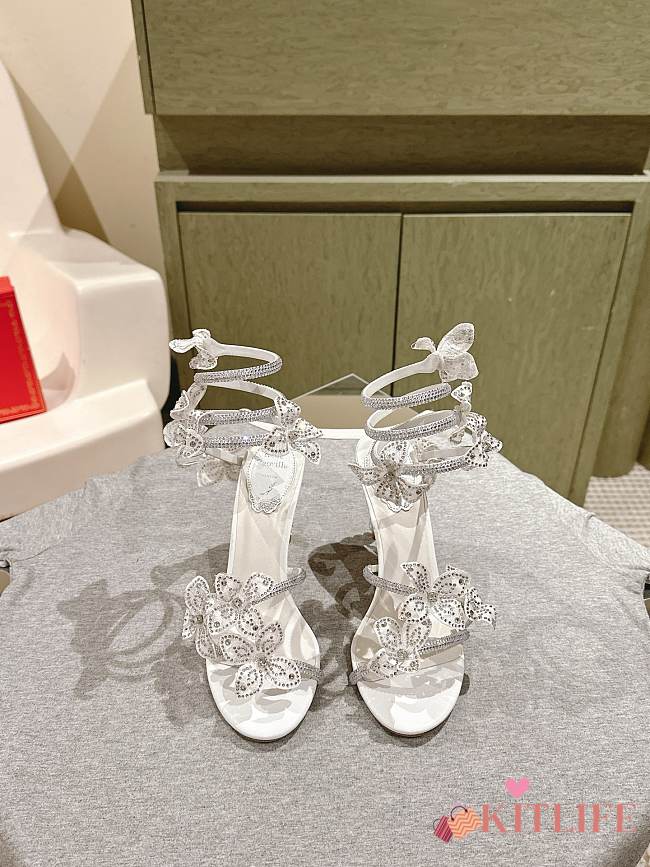 Kitlife Rene Caovilla Floriane Sandals White 95mm - 1