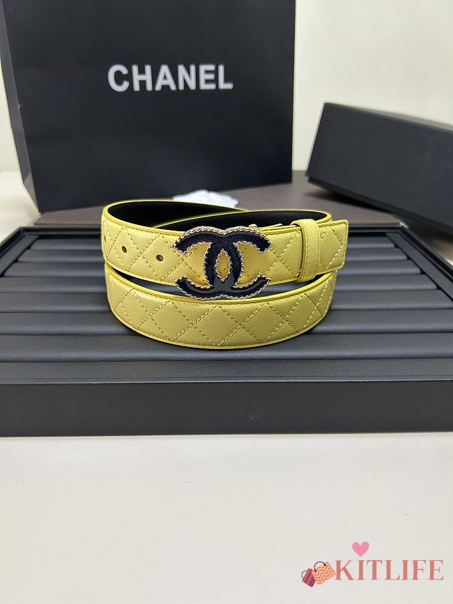 Kitlife Chanel Yellow Lambskin Belt  - 1
