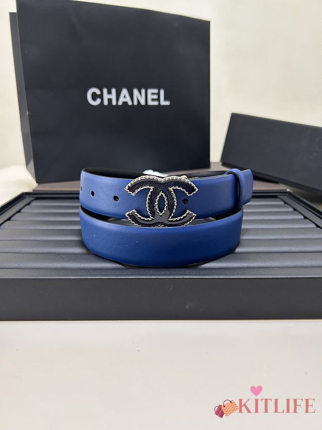 Kitlife Chanel Blue Lambskin Belt - 1