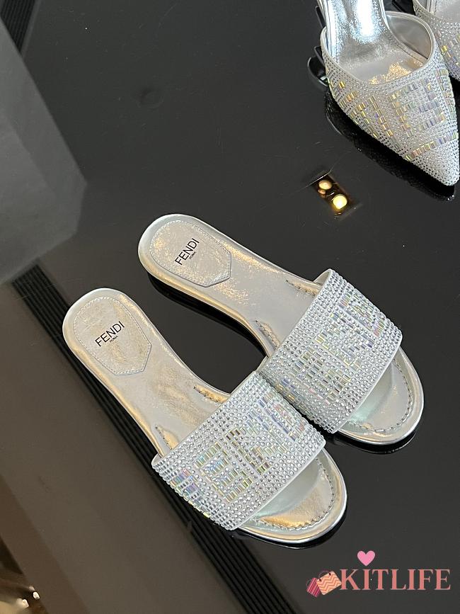 Kitlife Fendi By Marc Jacobs Slides With Silver Rhinestones - 1
