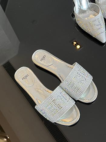 Kitlife Fendi By Marc Jacobs Slides With Silver Rhinestones