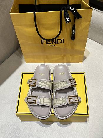 Kitlife Fendi Feel FF Baguette Fabric Sandals Grey 
