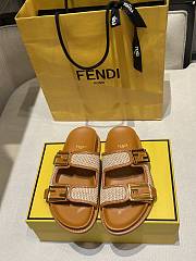 Kitlife Fendi Feel FF Baguette Fabric Sandals Straw & Brown - 1