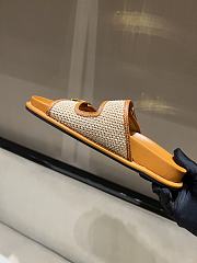 Kitlife Fendi Feel FF Baguette Fabric Sandals Straw & Brown - 5