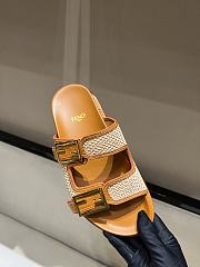 Kitlife Fendi Feel FF Baguette Fabric Sandals Straw & Brown - 4