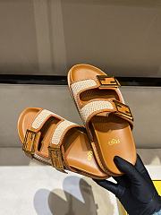 Kitlife Fendi Feel FF Baguette Fabric Sandals Straw & Brown - 3