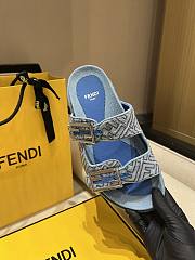 Kitlife Fendi Feel FF Baguette Fabric Sandals Blue Denim - 4