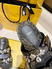 Kitlife Fendi Brown FF Jacquard Crystal-embellished Feel Sandals  - 6