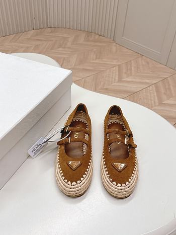 Kitlife Prada Brown Suede Ballerina Shoes