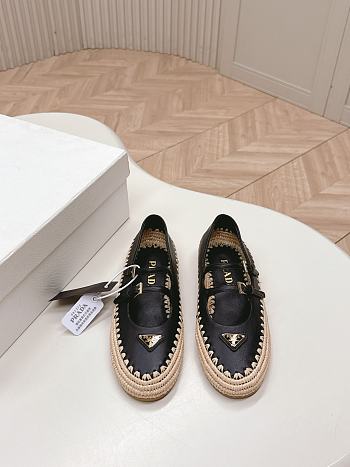 Kitlife Prada Black Leather Ballerina Shoes