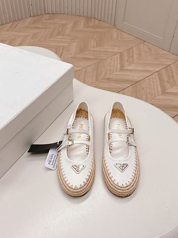 Kitlife Prada White Leather Ballerina Shoes