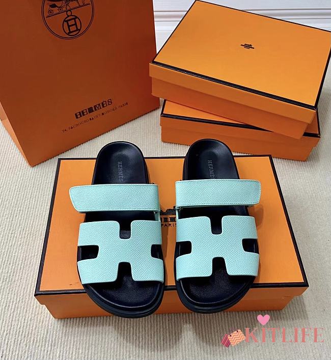 Kitlife Hermes Chypre Sandals Light Blue & Black - 1