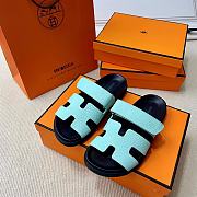 Kitlife Hermes Chypre Sandals Light Blue & Black - 5