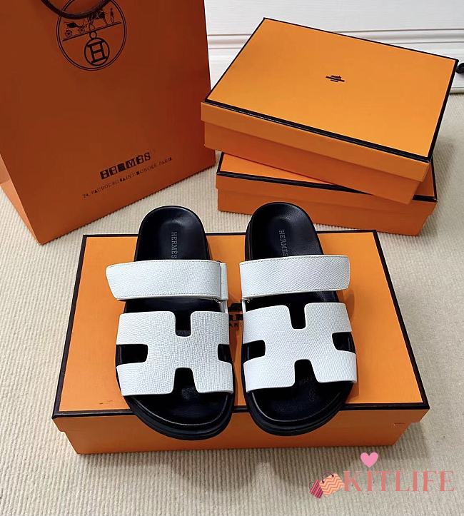 Kitlife Hermes Chypre Sandals White & Black - 1