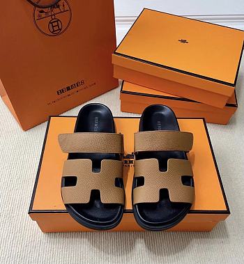 Kitlife Hermes Chypre Sandals Light Brown & Black