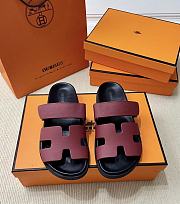 Kitlife Hermes Chypre Sandals Burgundy & Black - 1