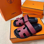 Kitlife Hermes Chypre Sandals Burgundy & Black - 6