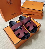 Kitlife Hermes Chypre Sandals Burgundy & Black - 2