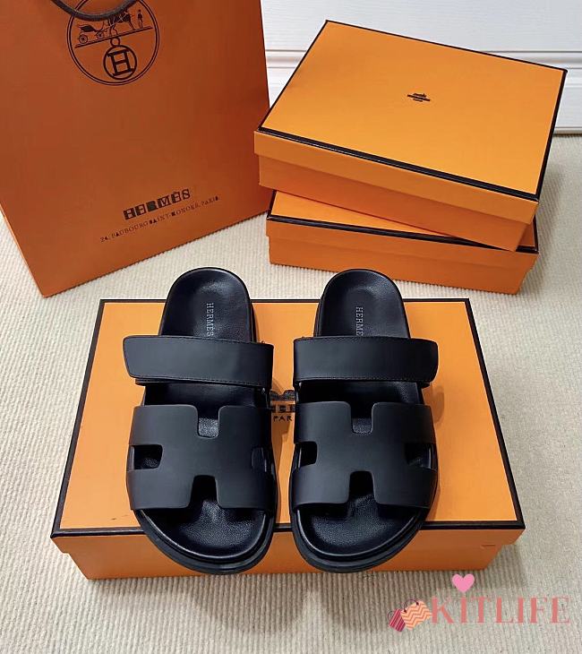 Kitlife Hermes Chypre Sandals Full Black - 1