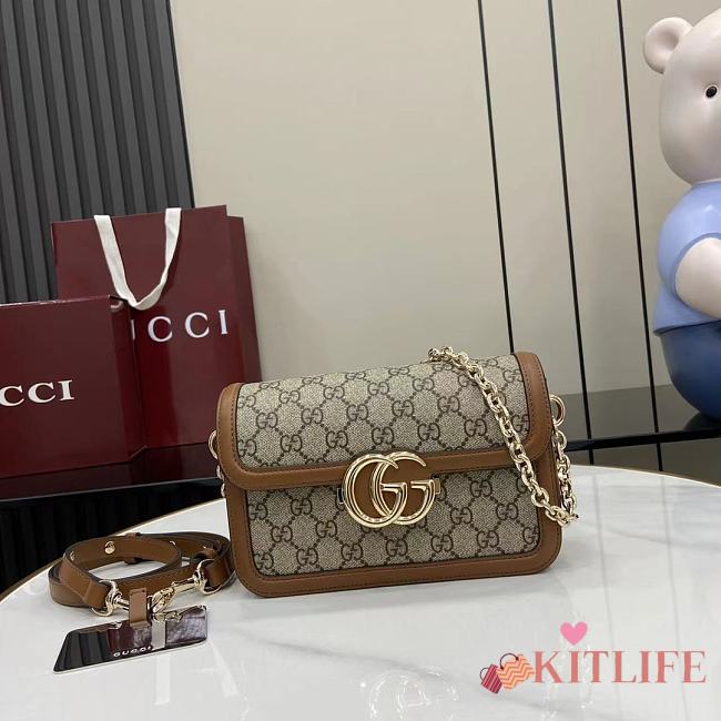 Kitlife Gucci Go Shoulder Bag Brown GG Canvas 826761 21.5x14x9cm - 1