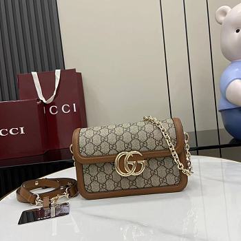 Kitlife Gucci Go Shoulder Bag Brown GG Canvas 826761 21.5x14x9cm
