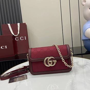 Kitlife Gucci Go Shoulder Bag Red GG Canvas 826761 21.5x14x9cm
