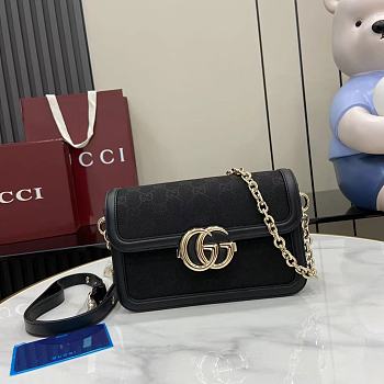Kitlife Gucci Go Shoulder Bag Black GG Canvas 826761 21.5x14x9cm