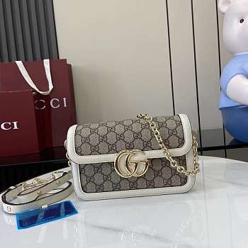 Kitlife Gucci Go Shoulder Bag White & Beige GG Canvas 826761 21.5x14x9cm