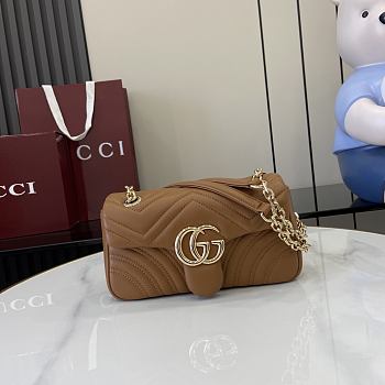 Kitlife Gucci GG Marmont Shoulder Bag Brown 826761 21.5x14x9cm 