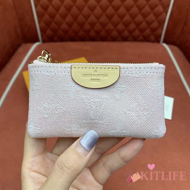 Kitlife Louis Vuitton Key Pouch Pink Monogram Denim M13208 12x7x1.5cm - 1