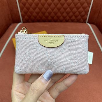 Kitlife Louis Vuitton Key Pouch Pink Monogram Denim M13208 12x7x1.5cm