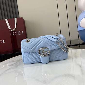Kitlife Gucci GG Marmont Shoulder Bag Light Blue 826761 21.5x14x9cm